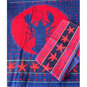 Set Hand- en Theedoek - Lazy Lobster - Blue
